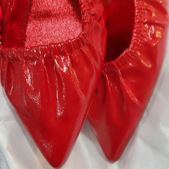 Aldo red patent ruched front slingback pointy toe flats size 10 brand new - Picture 3 of 12
